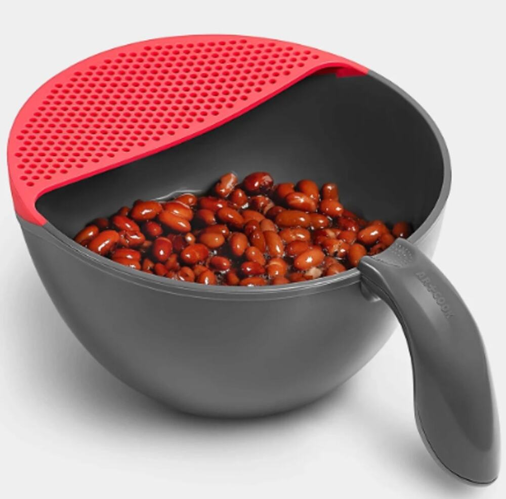 ArtCook 2 in 1 Washing Bowl 5.3 Quart Pink Gray‎ New Built In Produce Strainer
